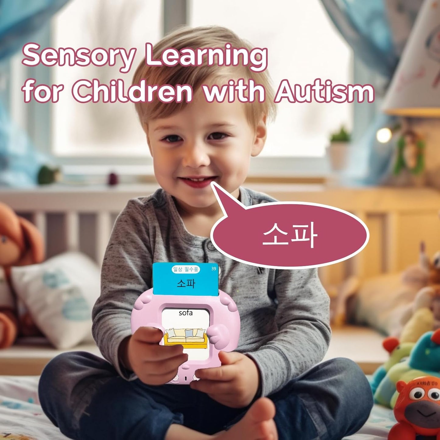 Bilingual English Flash Cards - Korean Talking Flash Cards, 510 Sight Words 31 Themes, Pocket Speech for Toddlers 3-12, Autism Sensory Toys, Preschool Learning Activity (Korean, Pink)