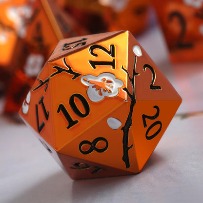 DnDnD Heavy Polyhedral Metal Dice Set with Metal Box, 7-die Shiny Blue Surface with Golden Number for RPG,Dungeons and Dragons,Pathfinder,Shadowrun,D&D,Role Palying Game and Math Teaching - Colors B