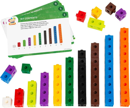 Kids First Math: 100 Linking Cubes Mathematics Kit w/Activity Cards | Develop Skills in Counting, Sorting, Sequencing, Graphing, Measuring | Visual Hands-on | at-Home | Classroom Learning Ages 3+