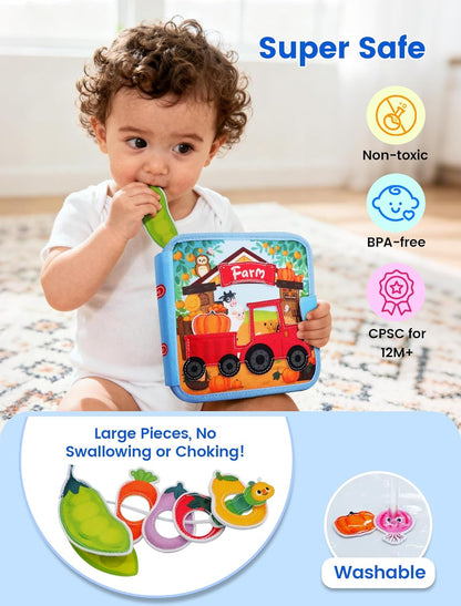 BizyKoady Toddler Busy Book for 1-3, Montessori Felt Busy Book, Busy Board for 1+ Year Old, Toddler Airplane Travel Toys, Educational Learning Activity Books, Girl & Boy Birthday Gift