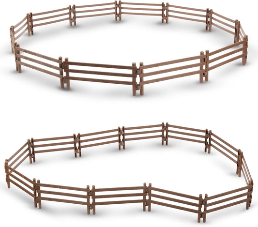 TOYMANY 20PCS Corral Fencing Panel Accessories Playset Includes 2 Gates Fences, Plastic Fence Toys for Barn Paddock Horse Stable or Farm Animals Horses Figurines, Educational Gift for Kids Toddler