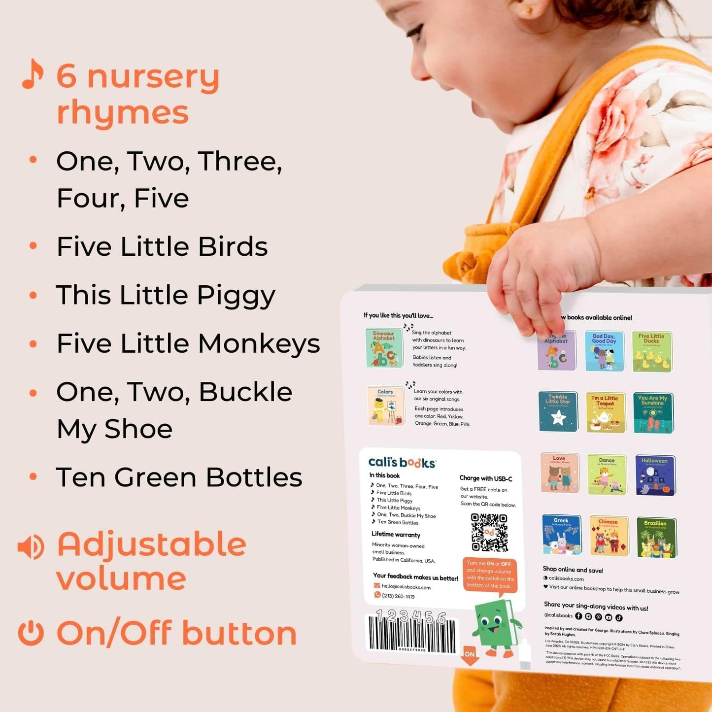 Cali's Books Alphabet Book for Toddlers 1-3 - Learn ABC, Musical Books for Kids, Interactive Talking Baby Toddler Sound Book, Educational Song Learning Toys, Singing and Speech Music Toy for Babies
