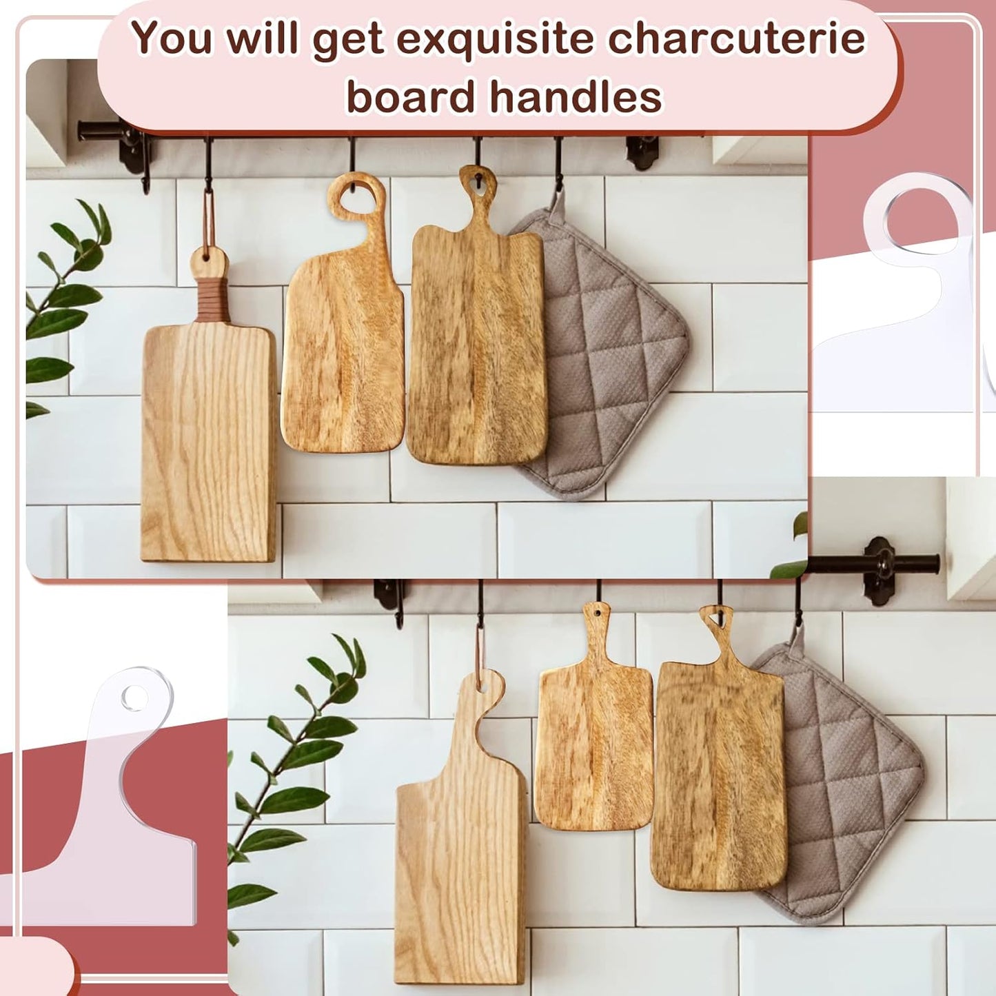 Frienda 6 Pcs Charcuterie Board Template Acrylic Router Template Cutting Board for Woodworking Thick Handle with 3 Pens Angled Curvy Stencils Guide Tools for Kitchen(Classic)