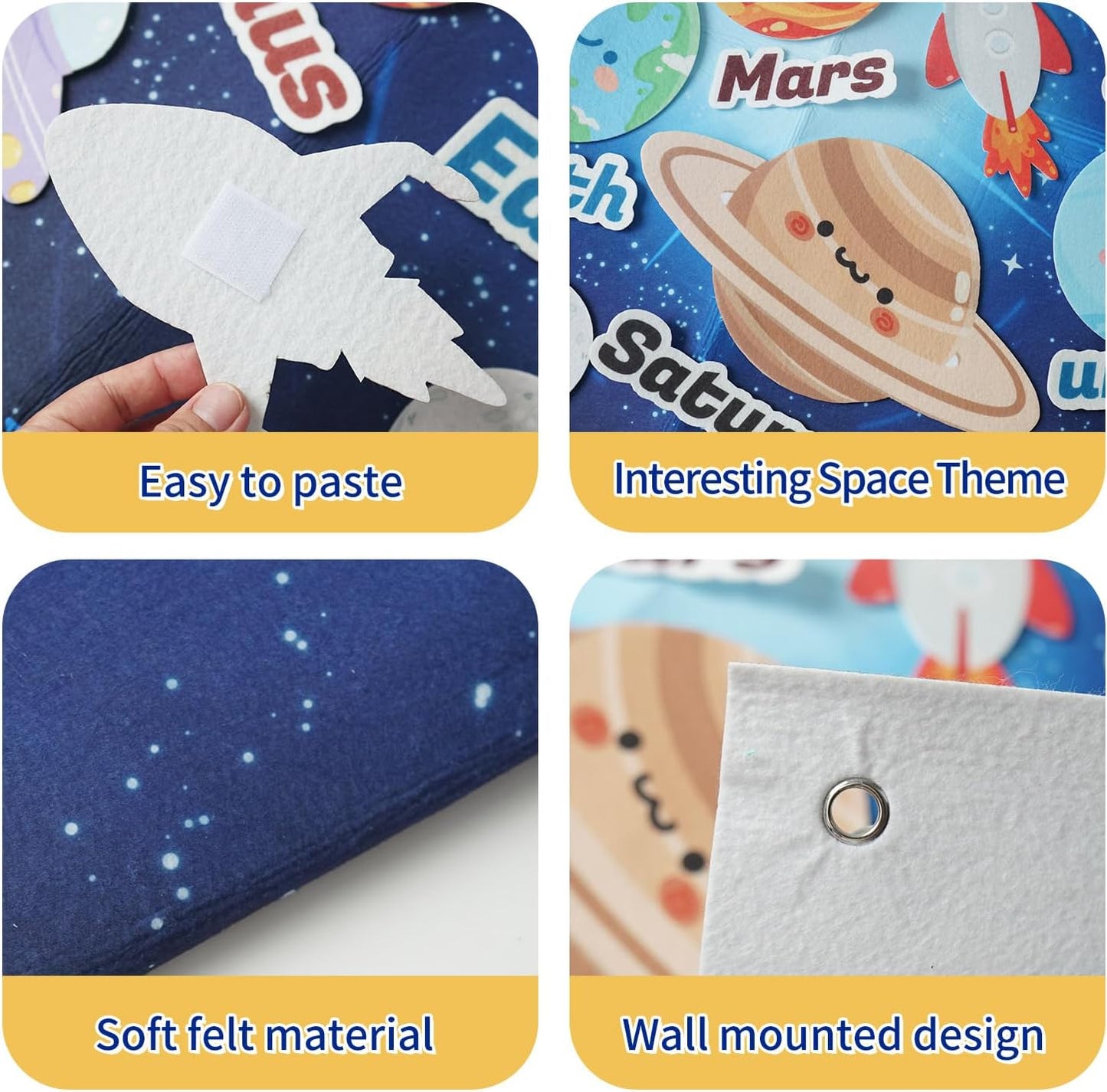 Toddler Solar System Toy, 33-Foot Children's Space Felt Board, Suitable Birthday Gift for Boys and Girls, Montessori Solar System Sensory Toy, Planetary Toy for Children Aged 3-8