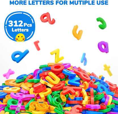 JoyCat Magnetic Letters, 312 Pieces Lowercase Alphabet Fridge Magnets, ABC Magnets for Toddlers Kids, Educational Learning Plastic Letters Set for Kindergarten Classroom