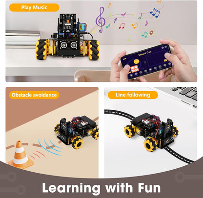 ACEBOTT Robot Kit, Robotics for Kids Ages 8-12 12-16, STEM Toys for Boys with Remote & App Control, Arduino & Scratch Compatible, Science Kits for Kids Age 8-12 12-16, for Boys & Girls(Yellow)
