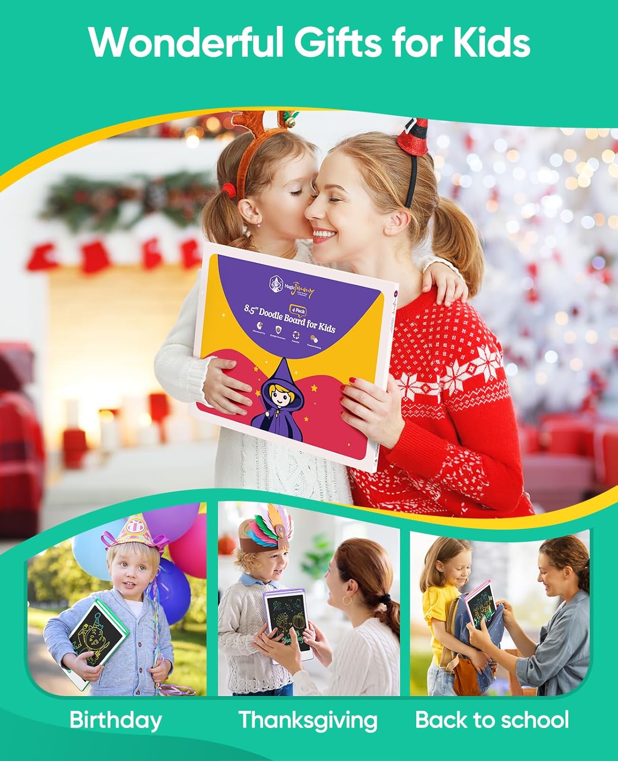 4 Pack LCD Writing Tablet, 8.5 Inch Colorful Toddlers Drawing Tablet for Kids, Creative Doodle Board Drawing Pad, Toy Birthday Gift for 3-6 Year Old Girls Boys