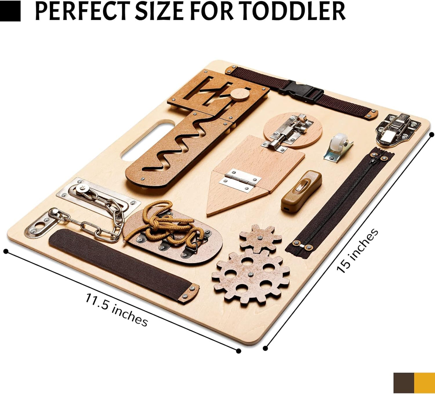 Montessori Busy Board for Toddlers, Wooden Sensory Toys, Preschool Learning Activities for Fine Motor Skills Travel Toy, Basic Life Skills Educational Gifts for 1 2 3 Years Old Kids Boys Girls