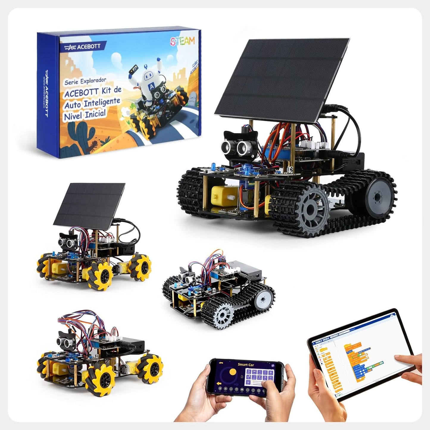 ACEBOTT Smart Robot Tank Car Kit with ESP32 for Arduino Robotics for Kids Ages 8-12 12-16 STEM Science Kits Coding Gifts for 8-16 Year Old Boys Girls Teens Cool Engineering Building Toys Unique Gifts