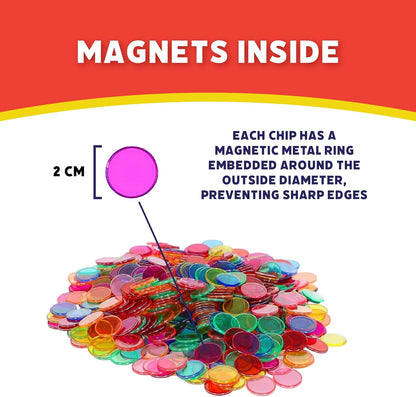 POPULAR PLAYTHINGS 500 Steel Ringed Bingo Chips - Durable Metal Edge Counting Chips for Classroom Learning, Bingo Games, and Educational Activities