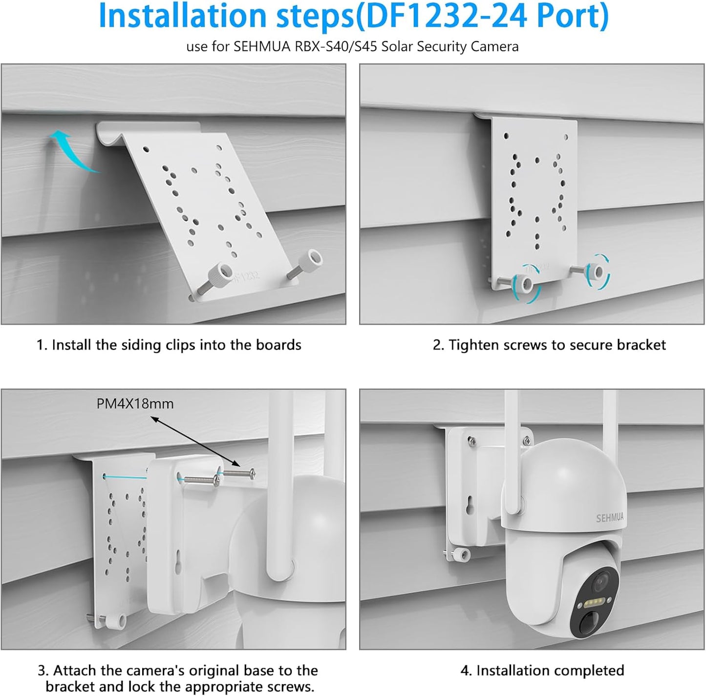 Vinyl Siding Mount for AOSU SolarCam D1 SE/Lite/Max,eufy Solocam S340/E30,Reolink Argus PT 3MP/4MP/5MP/2K/4K/8MP,ANSQUE Security Cameras (GU01/SA01), Cinnado B6 Security Camera Kit (White)