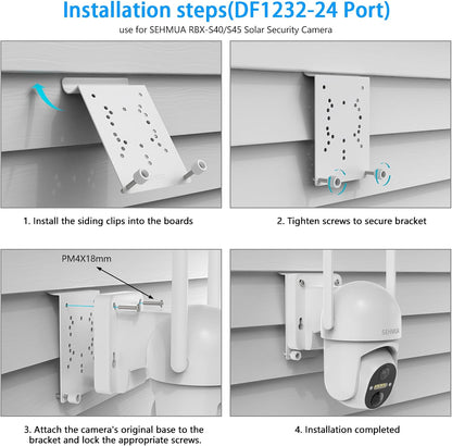 Vinyl Siding Mount for AOSU SolarCam D1 SE/Lite/Max,eufy Solocam S340/E30,Reolink Argus PT 3MP/4MP/5MP/2K/4K/8MP,ANSQUE Security Cameras (GU01/SA01), Cinnado B6 Security Camera Kit (White)