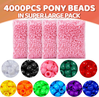 Praisebank 4000pcs Dark Green Pony Beads for Jewelry Making, Crafts, Hair Braids