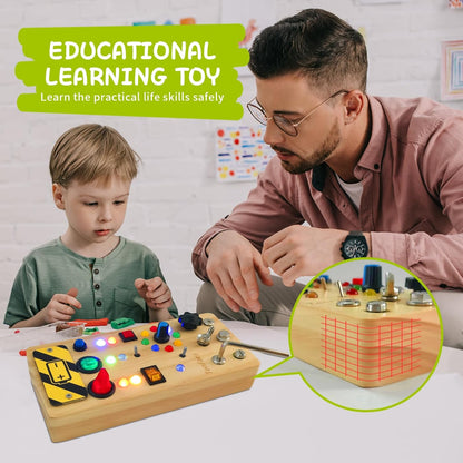 TenFans Montessori Busy Board for Toddlers 3-5 Years, Wooden Screwdriver Activity Board, Fine Motor Skills & Sensory Development Toy, Preschool Learning & Travel