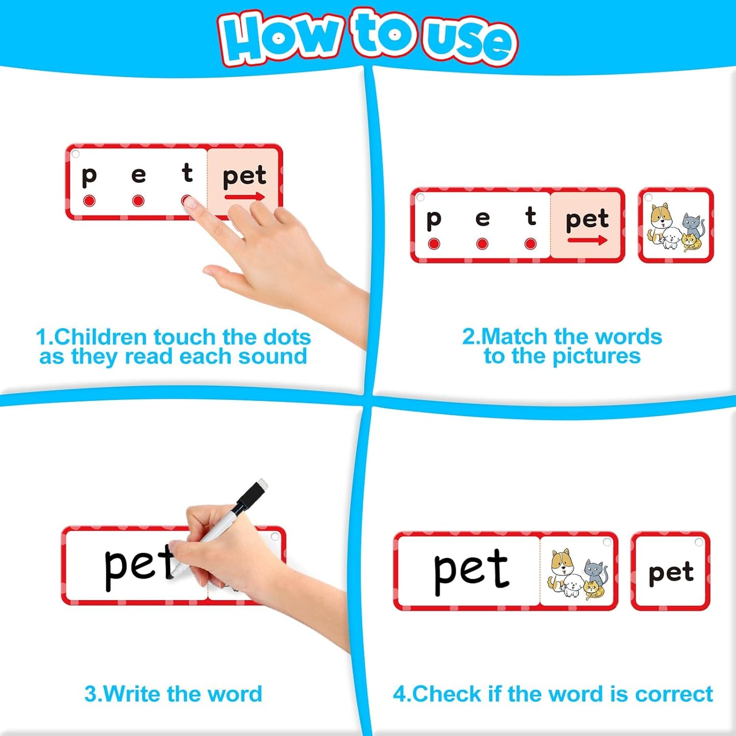 Blends & Digraphs Cards,Phonics Games,Learn to Read,Speech Therapy Toys for Toddlers Kids,Sight Word Games Spelling Reading Learning,Kindergarten Preschool Learning Activities,Educational Toy