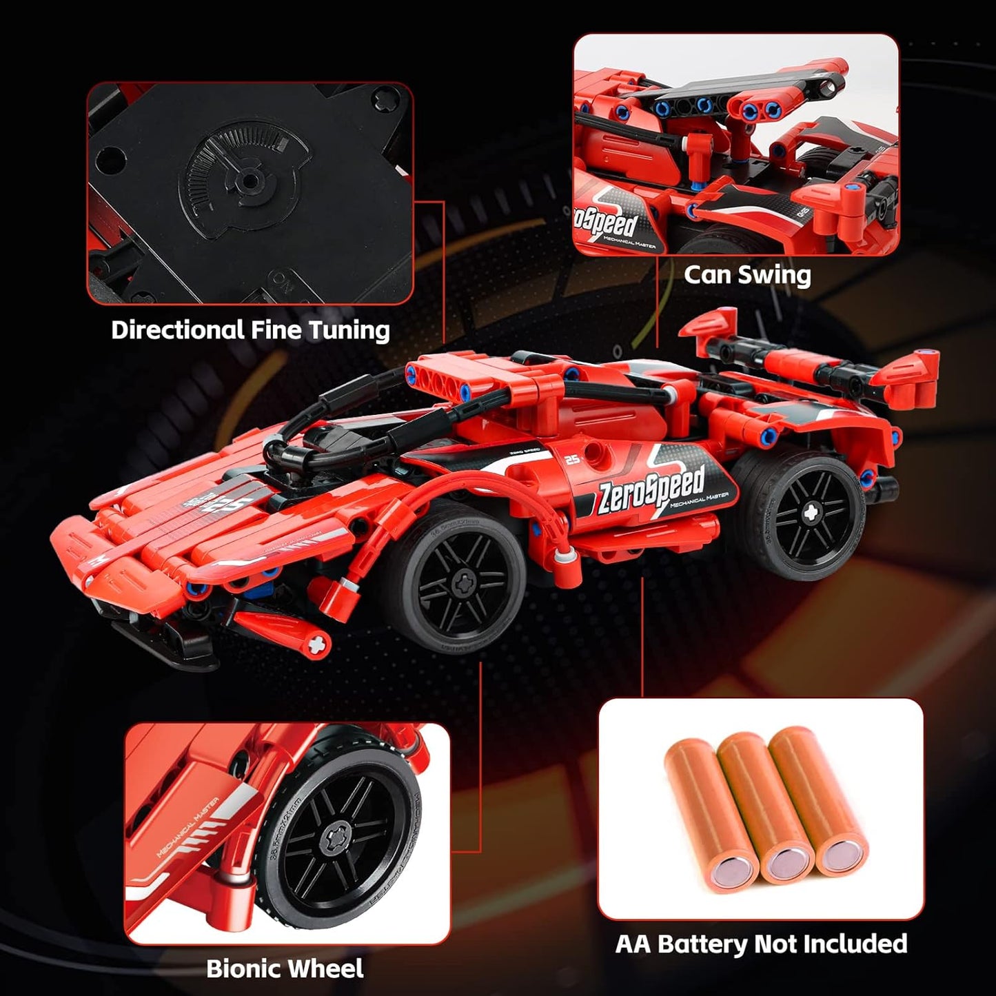 GAMZOO RC Toy Best Birthday Gifts for Age 6 7 8 9 10 11 12 Years Old Kids Boys Girls 2 in 1 Remote Control Racing Car Building Blocks 351 Pcs DIY Building Kits Engineering Construction Toy