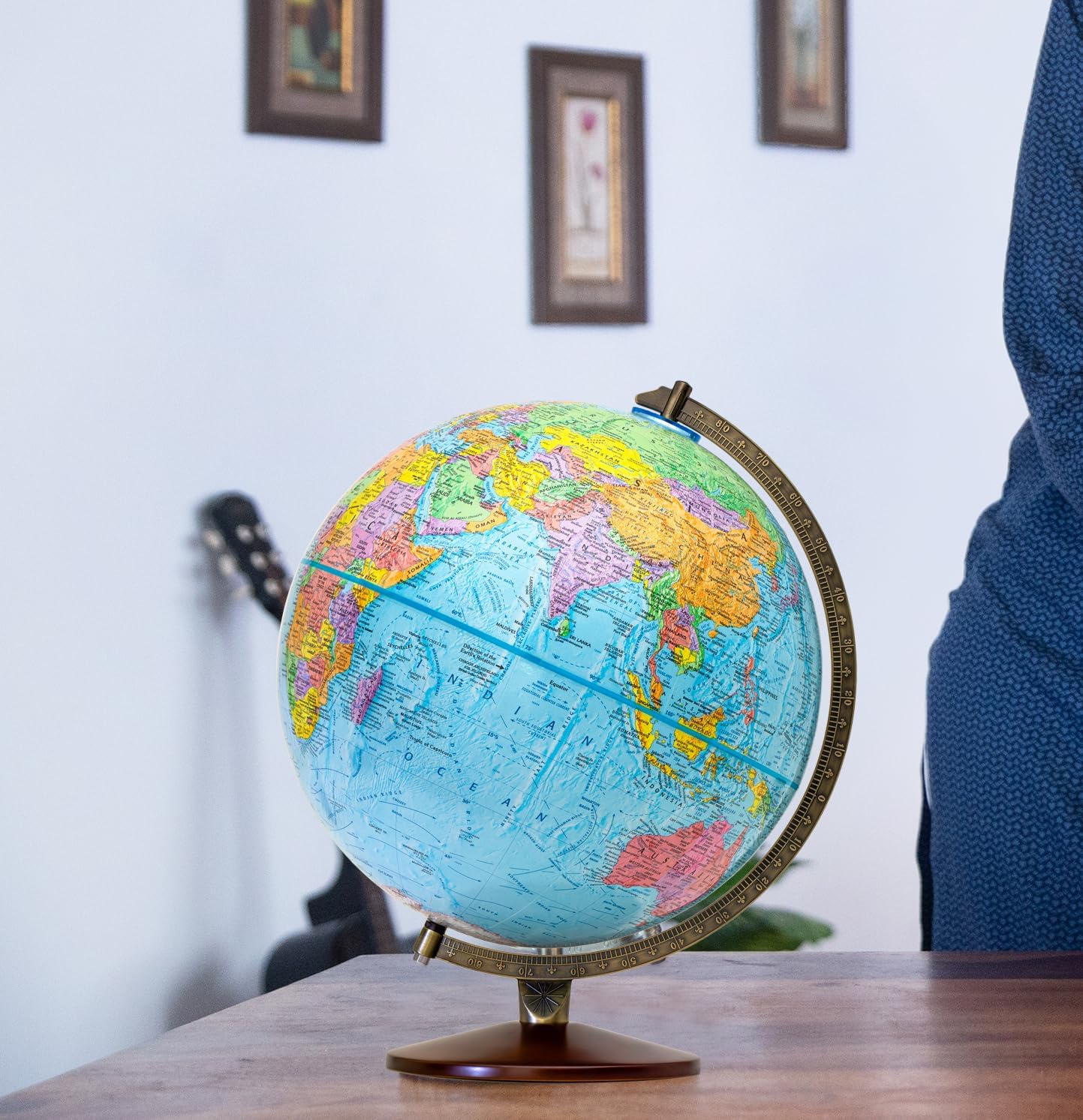 Replogle Illuminated World Globe with Stand, 12 Inch diamteter light up globe with 3-D Raised Relief Texture. Perfect for Children And Kid's Classroom and home Decor, Made In USA