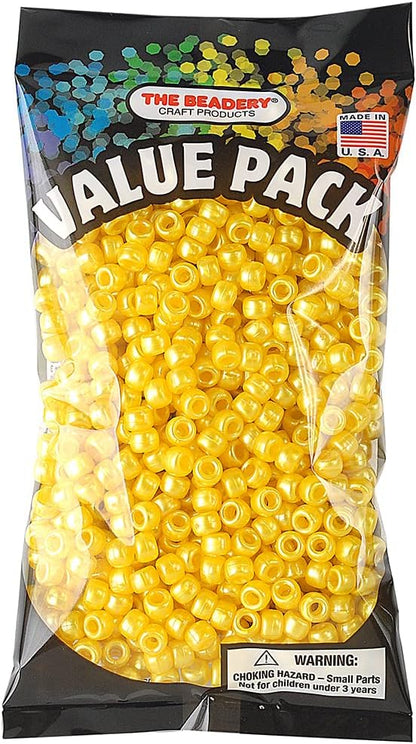 The Beadery - 9x6mm Barrel Pony Bead, Yellow Pearl - 900 Pieces - 750V274