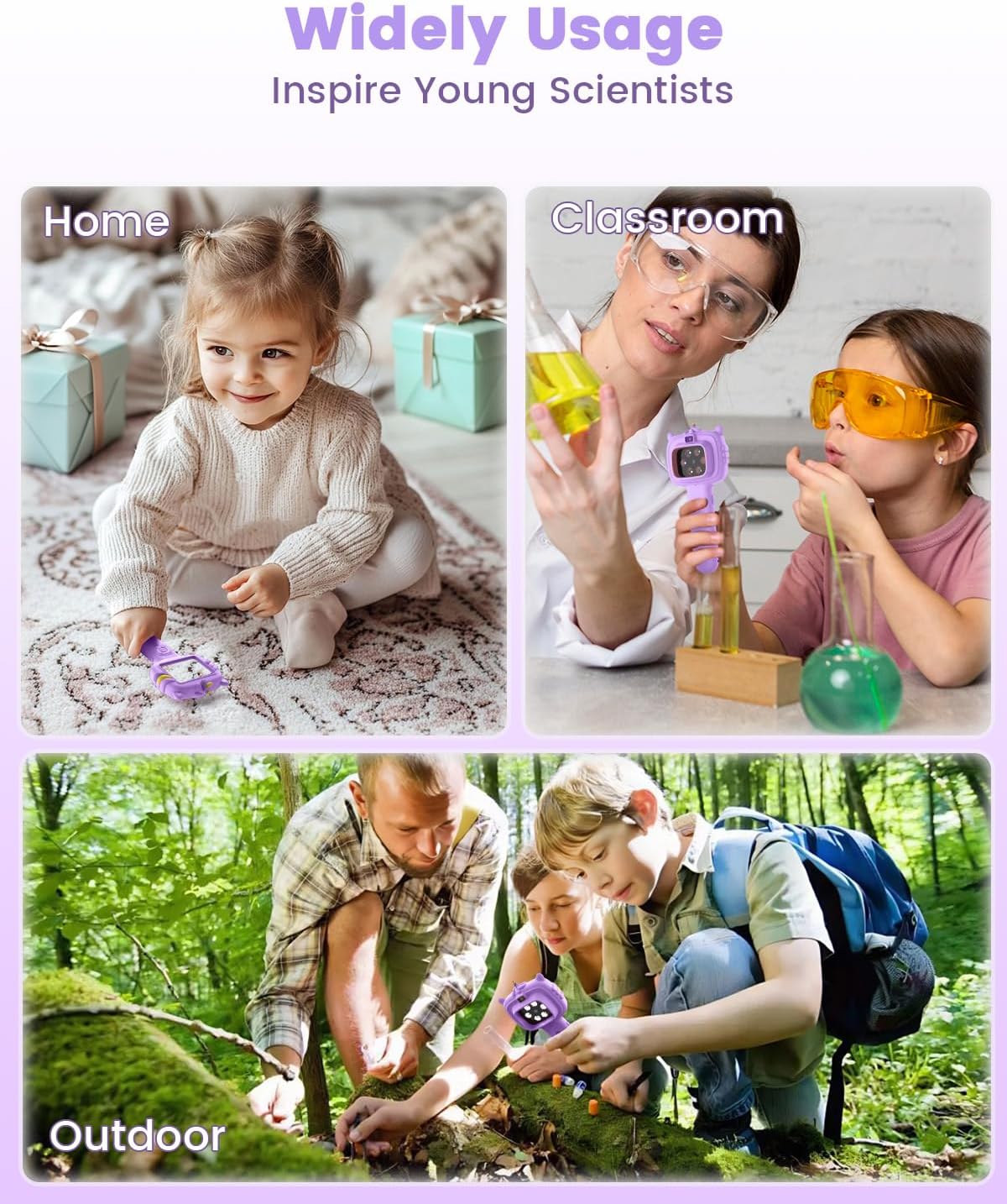 Microscope Camera for Kids Gifts Toys- Handheld Pocket Microscopes with 2.4" Screen and Autofocus - Mini Digital Educational Science Kit for Christmas Birthday for Age 3-5 5-7 8-12 Girls Boys (Green)