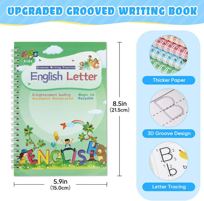 ASIGN Magic Ink Copybooks for Kids Reusable Workbooks Writing Practice for Kids Age 3-5-Grooved Writing Books Handwriting Practice Preschool Tracing Books (6)