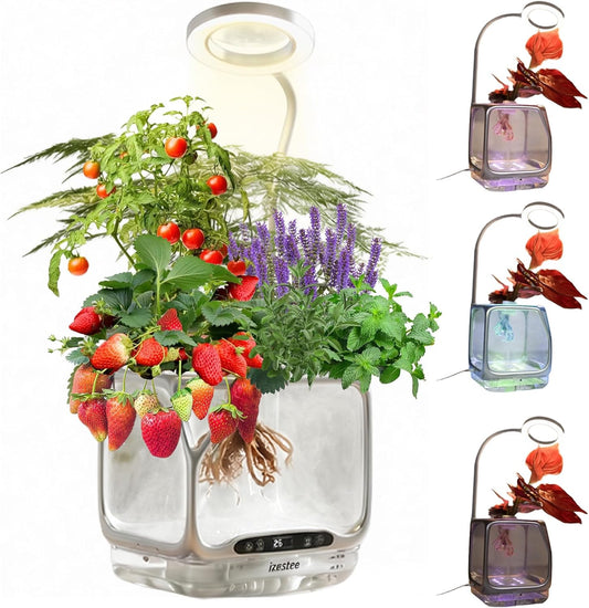 Misting Hydroponic Growing System Kit, Smart Aeroponics Indoor Herb Gardening Planter Root View,Air Humidifier&Auto Light-3 Mist Modes,Temperature Control for Growing Vegetables/Flowers/Pods/Fruits