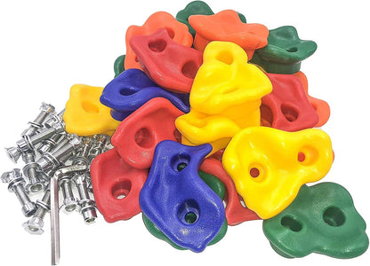KINSPORY 10Pc Colourful Pig Nose Shape Children Rock Climbing Holds Indoor Outdoor Kids Playground Build with Two Blue Handles - Mounting Hardware Kit Included