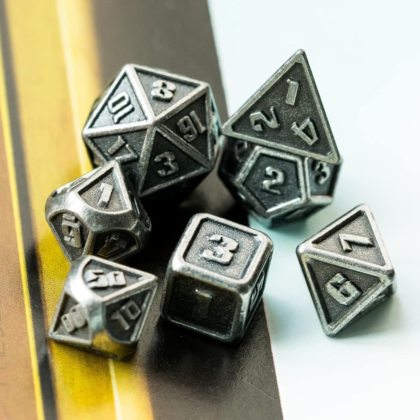 UDIXI Steampunk Metal Dice Set, 7 Die Polyhedral DND Dice Set for D&D Role Playing Game and Math Teaching (Ancient Copper)