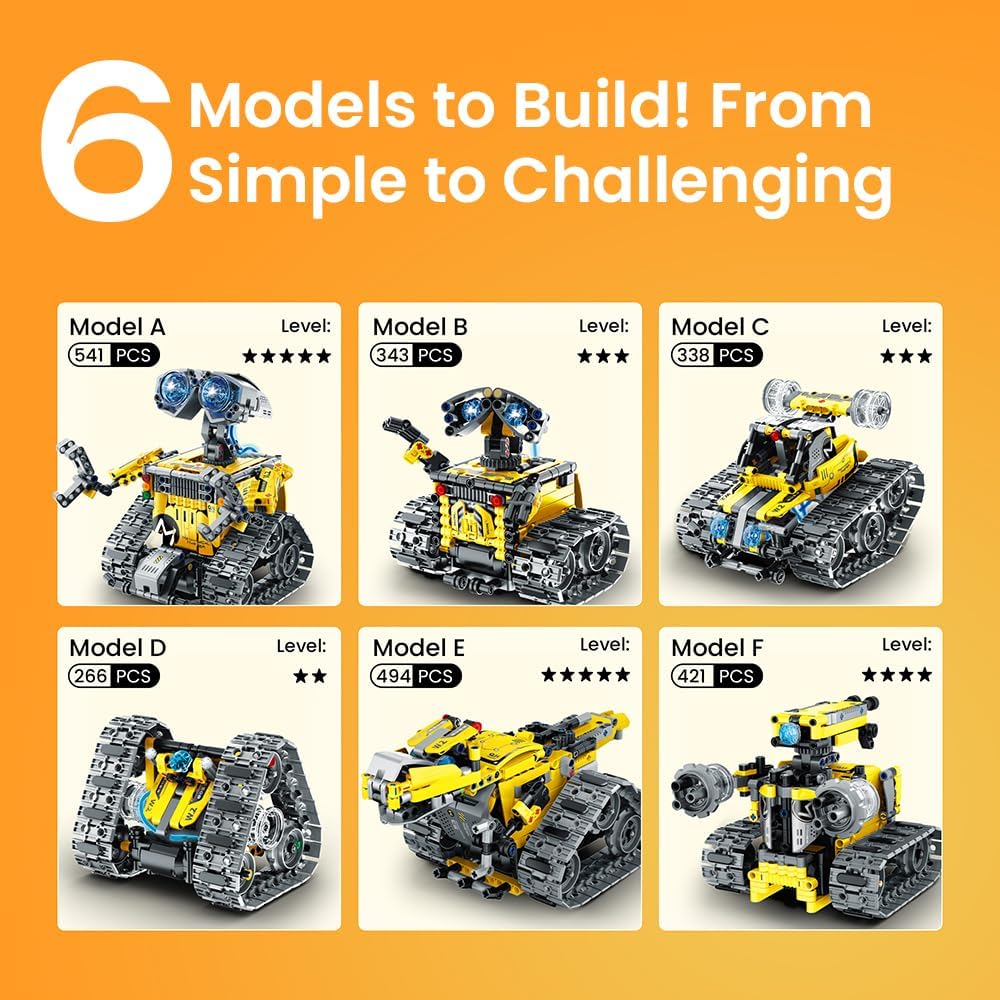 Sillbird Robot Building Kit with Remote Control Gifts for Kids Boys Ages 8-12, STEM Coding Robotic Technic Tracked Racer Car Toys for Birthday - Build 4in1 Model with 631 Pieces
