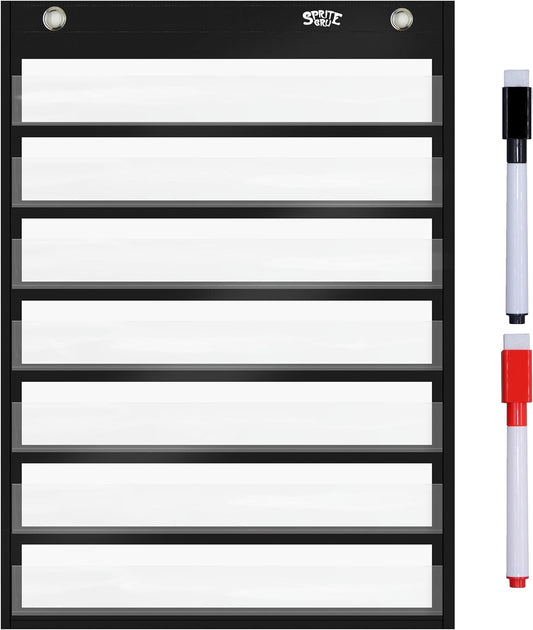 Magnetic Word Pocket Chart, 156 Double Sided Flashcards - CVC Words, First Words & 26 Letters, CVC Literacy Games, Phonics Reading and Spelling Learning Tool for Kindergarten Classroom