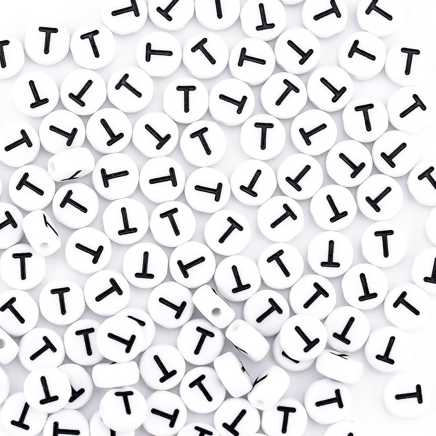 300Pcs Vowel Letter Pony Beads for Charms Bracelets Making 4X7mm Individual Round White Alphabet Beads U