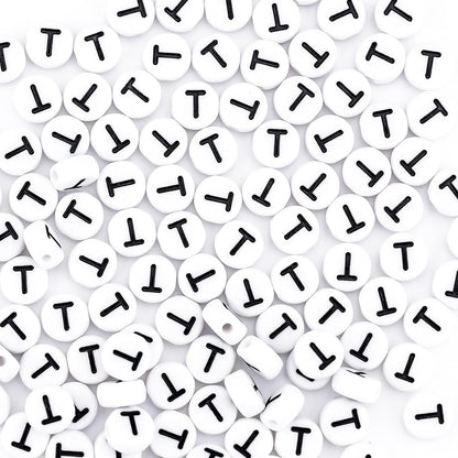 300Pcs Vowel Letter Pony Beads for Charms Bracelets Making 4X7mm Individual Round White Alphabet Beads U