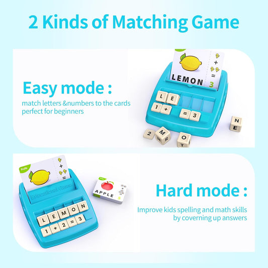 Matching Letter Games for Kids Ages 4-8,Learning & Education Toys for Preschool Boys Girls Spelling/Reading/Math Learning/Word Recognition,Birthday Gifts Educational Toys for Kindergarten Kids, Purple