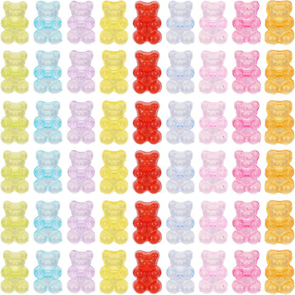 Kissitty 100Pcs Clear Acrylic Bear Beads Cute Bears Loose Beads Bulk Transparent Gummy Bear Spacer Bead Counting Bears for Bracelet Adults Necklace Earring Crafts Bag Key Chain DIY Jewelry Making