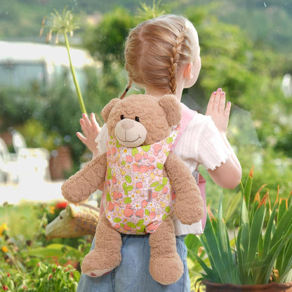 GAGAKU Doll Carrier for Stuffed Animals, Reborn Baby Doll Accessories Toy Carriers for Kids 3+ Toddlers - Pink Wax Flowers