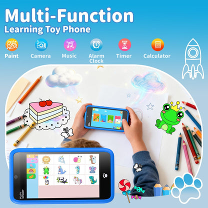 MOMILLA Kids Smart Phone Toys for Girls, 3.97” Touchscreen, Dual Cameras with Stickers, 200+ Games & 16GB Storage, Christmas Birthday Gifts for Kids Age 3-10, Educational Mini Toddler Play Phone Toy