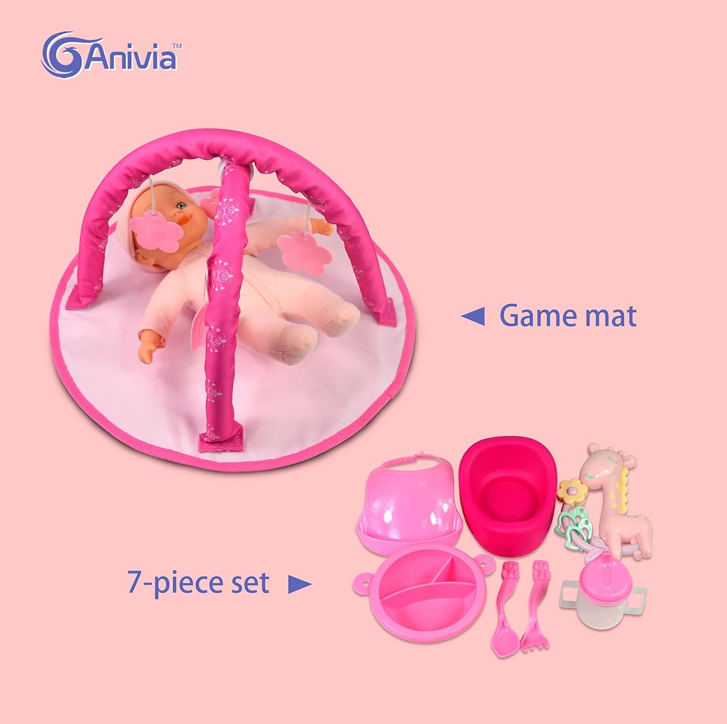 Anivia Stroller Toy Collection Doll Stroller Baby Doll Accessories for Toddlers 1-3Heart Design Gifts for Toddlers and Girls Toy Stroller