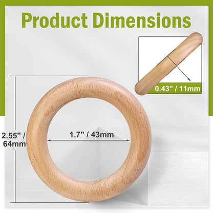 FoDau770 5pcs Natural Beech Wooden Rings, Unfinished Solid Wood Rings Heavy Duty Wood Circles, Macrame Craft Circles for Party, Home Decor & DIY Making - Outer Diameter: 3 Inch