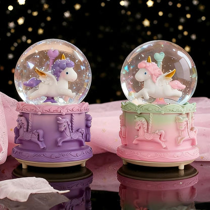 Unicorn Snow Globes for Girl,6.5IN Pink Music Snowglobes with LED Lights and Automatic Snowfall,Home Decor Glass Ball for Kids Bedroom Birthday for 5-18 Year Old Girl(6.5x4.1IN