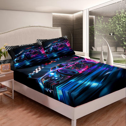 Drum Kit Fitted Sheet,Full Size Rock Music Collections Musical Instruments Theme,Soft Decorative Fabric Bedding Deep Pocket for Children Teens Young Boys Girls,with 2 Pillowcases