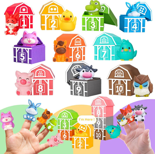Colorful Soft Fairytales Figurines, 10PCS Crystal Castle Boxes Sorting & Stacking Toys, Montessori Learning Toy, Color Sorting Toys for Toddlers 1-3, Party Favors Brithday Gift for Toddler Girls Boys