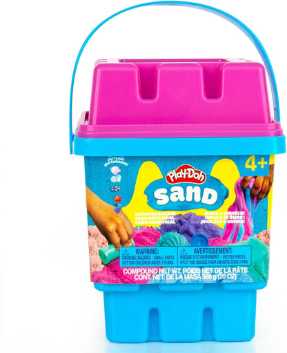 Play-Doh Sand Castle Bucket, 5 Colors & Scents of Play Sand, Resealable Cans with 5 Fun Tools, Sand Castle Building Kit, Creativity for Kids Sensory Bin, Toys for Soft Play