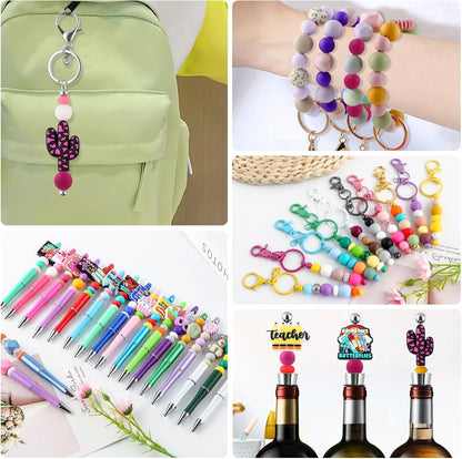 65Pcs 19mm Silicone Beads for Keychain Making Bracelet Necklace, Bulk Round Silicone Beads for Pens（Christmas Green） - Colors A