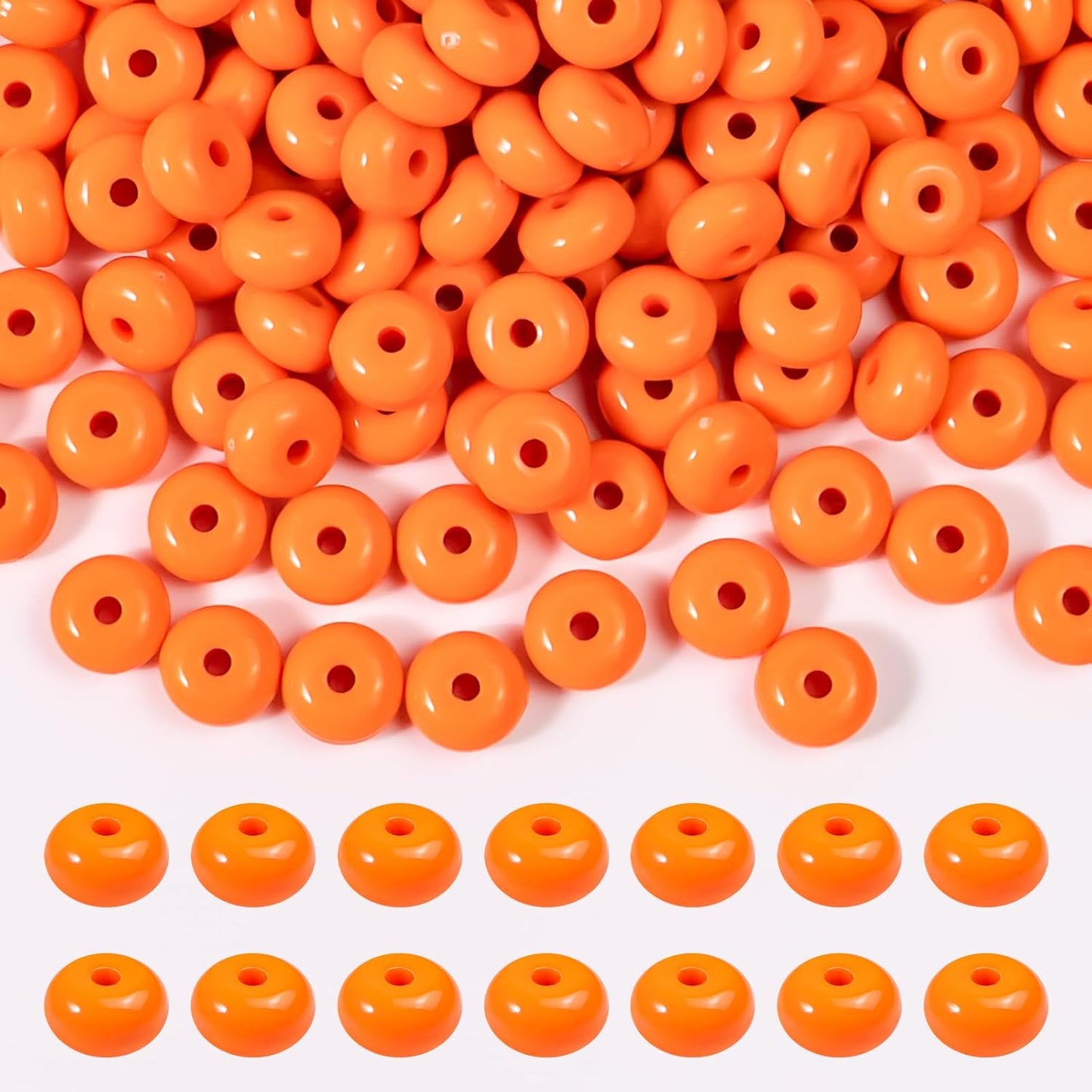 500PCS 8mm Acrylic Lentil Beads, White Abacus Beads Loose Beads for Crafts, Acrylic Spacer Beads for Jewelry Bracelet Necklace Making, Beads for Pens Charms Crafts, Small