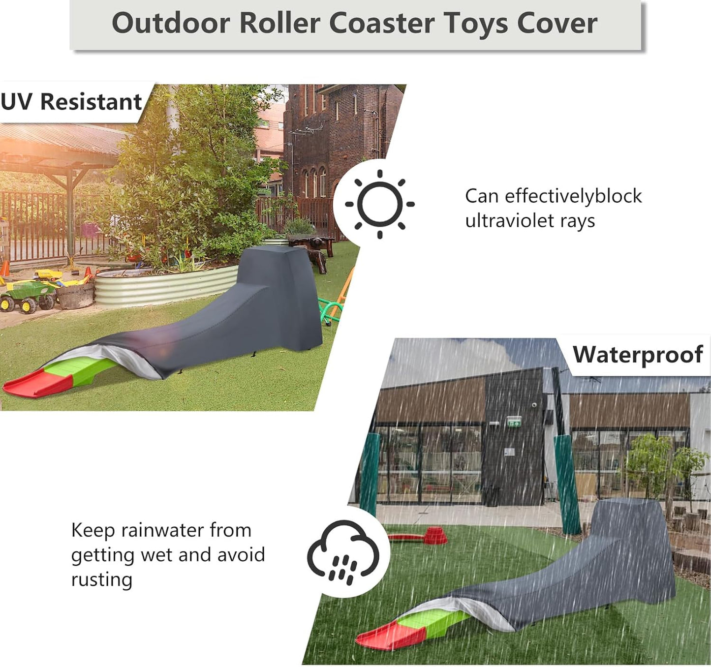 Toddler Roller Coaster Cover for Kids Up & Down Roller Coaster ,Waterproof Dust Proof Anti-UV Outdoor Roller Coaster Toys Cover,Cover only