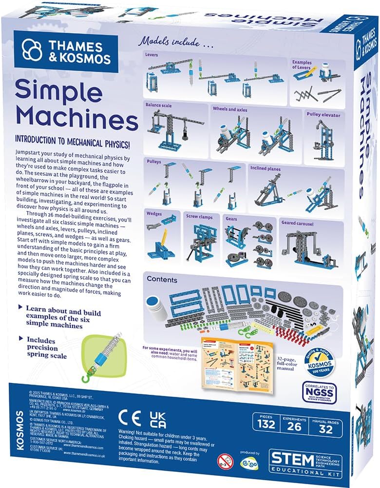 Thames & Kosmos Simple Machines Science Experiment & Model Building Kit, Introduction to Mechanical Physics, Build 26 Models to Investigate The 6 Classic Simple Machines