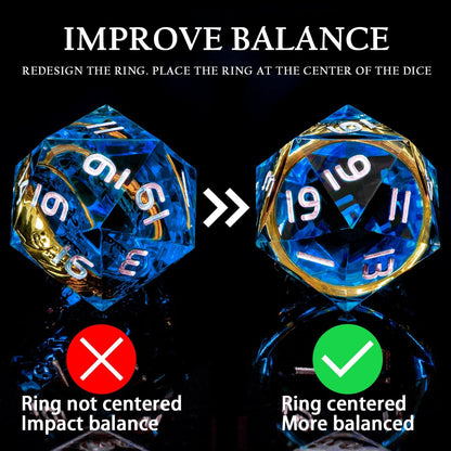 Magic Golden Ring DND Dice Set Sharp Edge Red Resin Dice with Box, for use with Dungeons Dragon RPG D&D Tabletop Games Lord D and D Polyhedral Dice Set