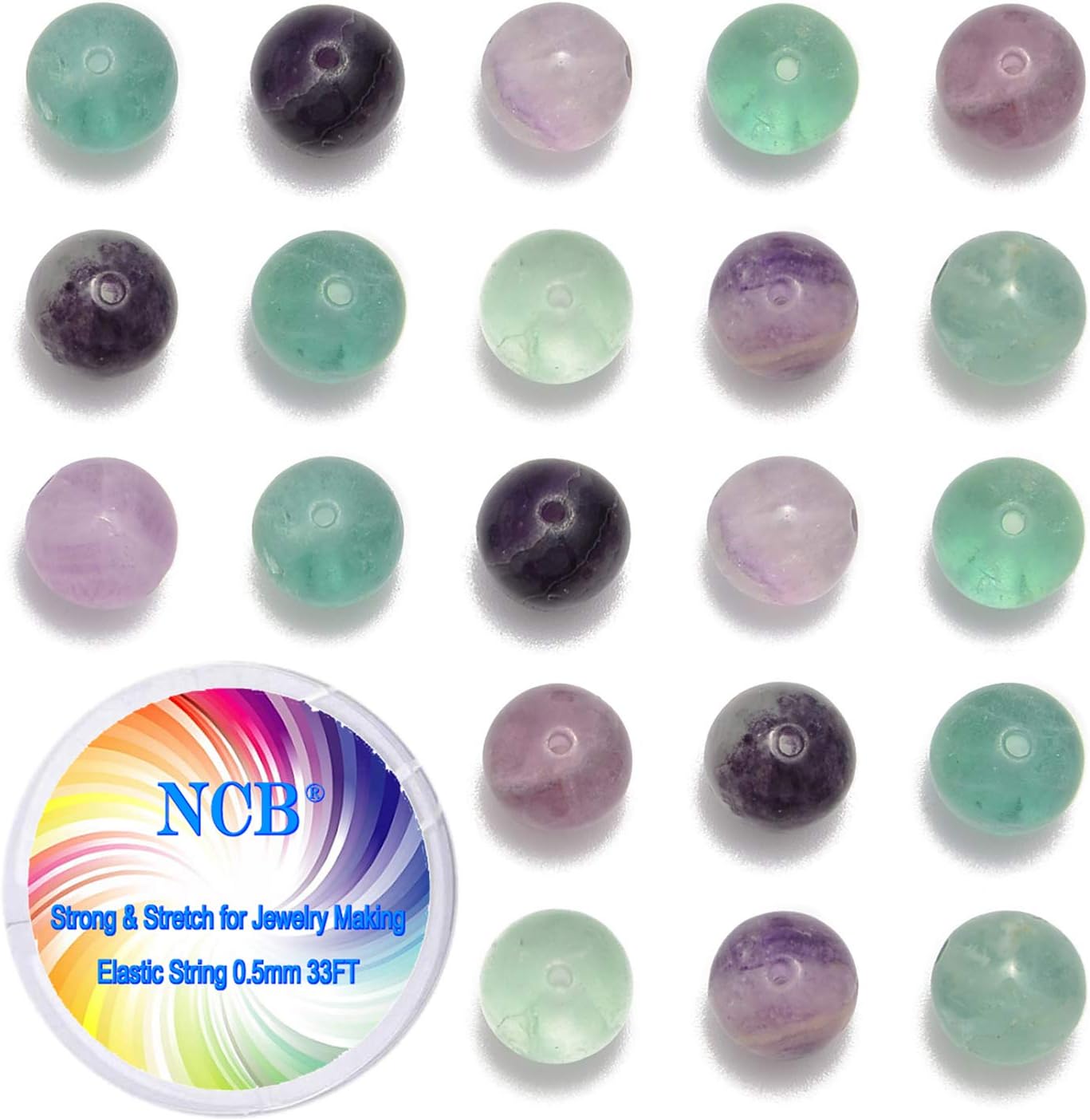 NCB 100pcs Original Natural Stone Beads Gemstone Round Loose Beads 6mm 8mm 10mm (Blue Aventurine, 6mm 100Beads) - Colors B