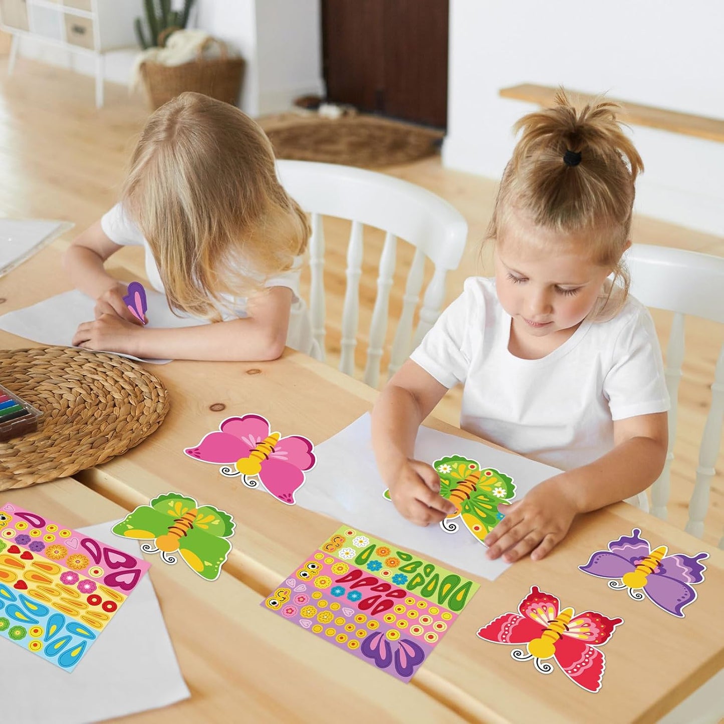 Hedeey 36 Packs Spring Butterflies Craft Kits for Kids,Make Your Own Butterfly Paper Craft Set, Spring DIY Art Craft Kits for School Home Game Activities (Butterfly 36)