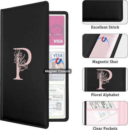 Letter Car Registration and Insurance Holder, with Magnetic Closure for License, Cards and Documents,Vehicle Glove Box Car Organizer, Interior Car Accessories for Women Men (I)
