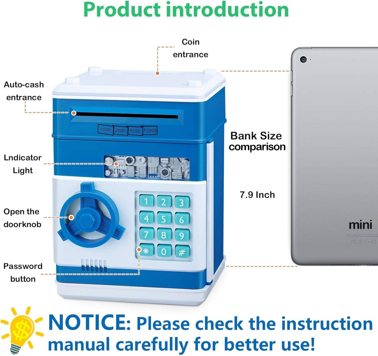 Kids Piggy Bank for Girls - Toys for 5 6 7 8 9 10 Year Old Girl Birthday Gifts - Electronic Piggy Bank ATM Machine Money Safe for Kids Toys Age 6-8-10